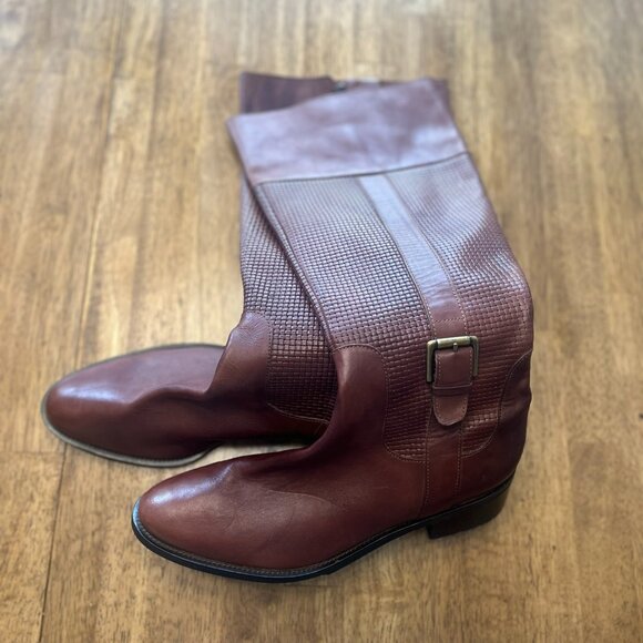 Cole Haan Tall Woven Design Leather Boots 11B - Picture 5 of 9